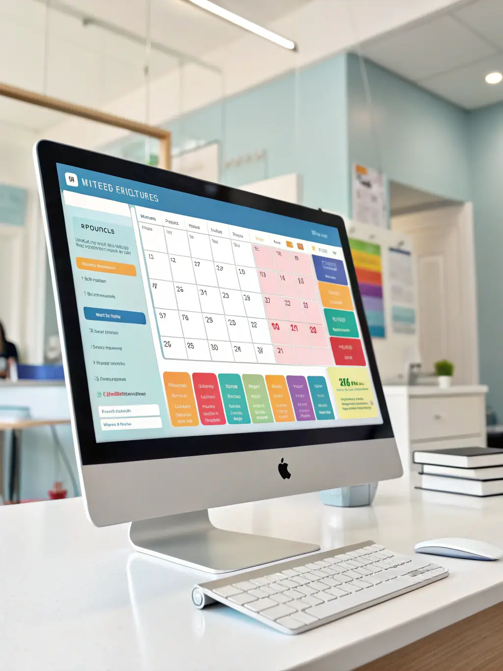 Screenshot of Veladent's scheduling interface, showing a color-coded appointment calendar with drag-and-drop functionality, appointment details, and patient information readily accessible.